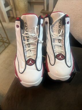 Jordan Kids' White and Red Retro Basketball Sneakers